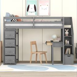 Kids Over Under Twin Bed And Desk