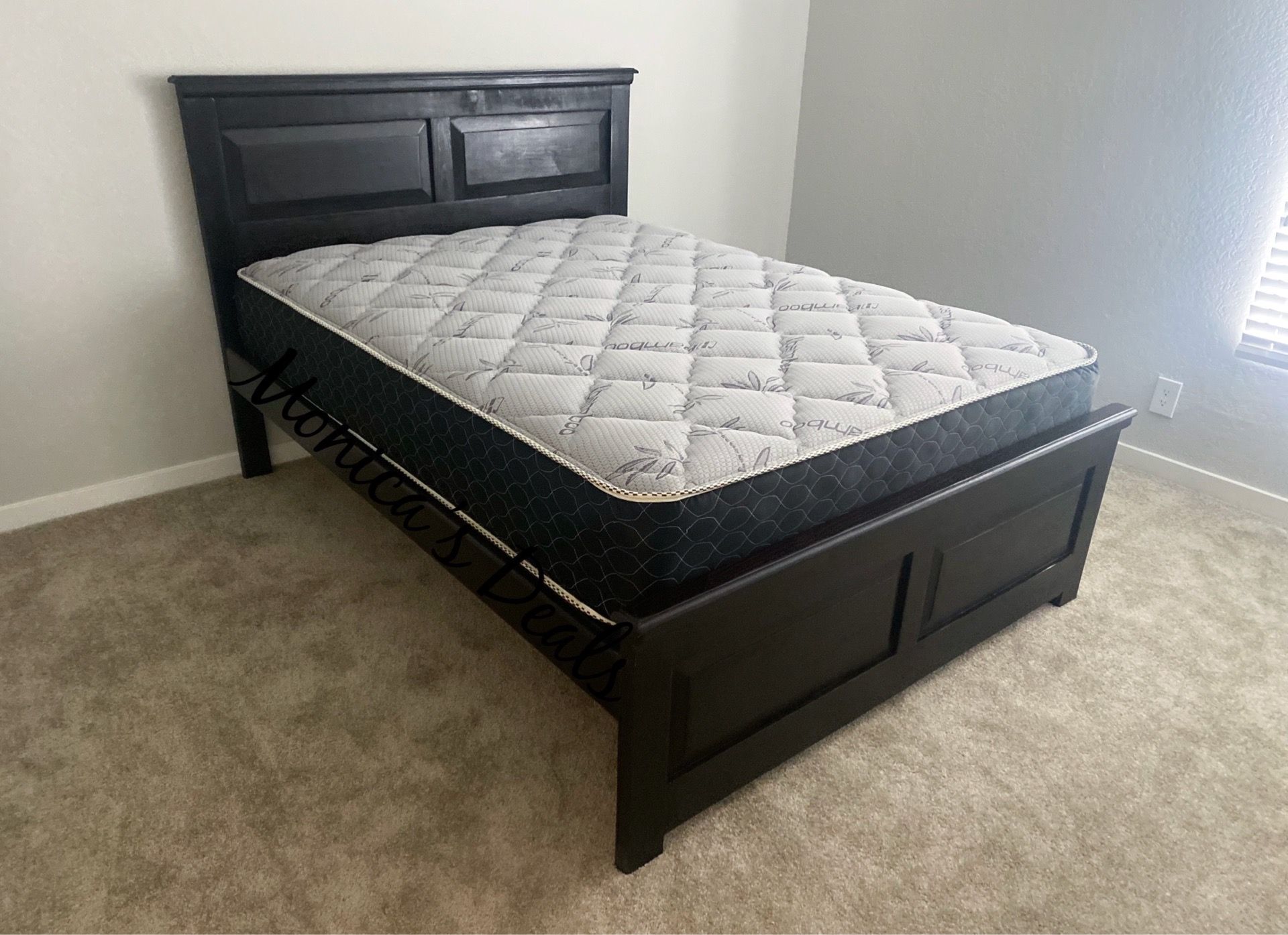 Queen Solid Wood Bed With Mattress $540