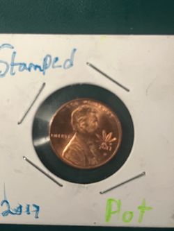 2017 Stamped Lincoln Penny (marijuana leaf)