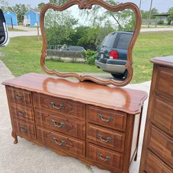 Dresser Mirror, Chest Drawers , And Nightstand 