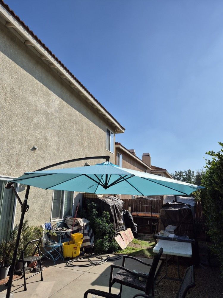 10" FT Offset Cantilever Market Umbrella Patio Color: Baby Blue Base Included