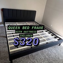 Queen Size Bed Frame With Euro Pillow Top Mattress Included