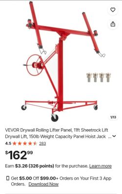 VEVOR 11ft Drywall Rolling Lift Panel Hoist