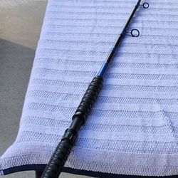 Custom built/wrapped spinning rod on a seeker blank. 8'0 15-40lb with fuji guides.  My own personal rod i had built by Joe's custom rod. Used about 30