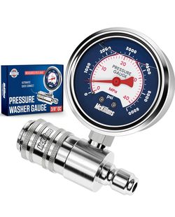 McKillans® High Pressure Washer Gauge - Push-to-Connect 3/8" Automatic Quick Connect - Stainless Steel - up to 6000 PSI - Measure Both PSI and MPa