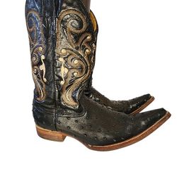 CARRETA BOOTS MEXICAN TRIBAL LONG POINTED OSTRICH WESTERN COWBOY SZ US 11.5
