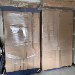 Pair of Lighted Solid Wood Cabinets - Pro-Wrapped & Ready!