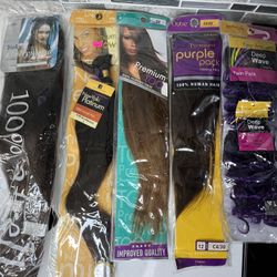 one synthetic and four 100% human hair wavy and straight