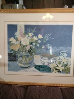 Framed Floral Still Life Print Gold Frame