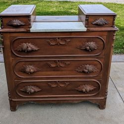 Beautiful Antique Victorian Dresser With Marble Insert 