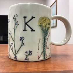 NEW Anthropologie Initial K Wildflower Mug