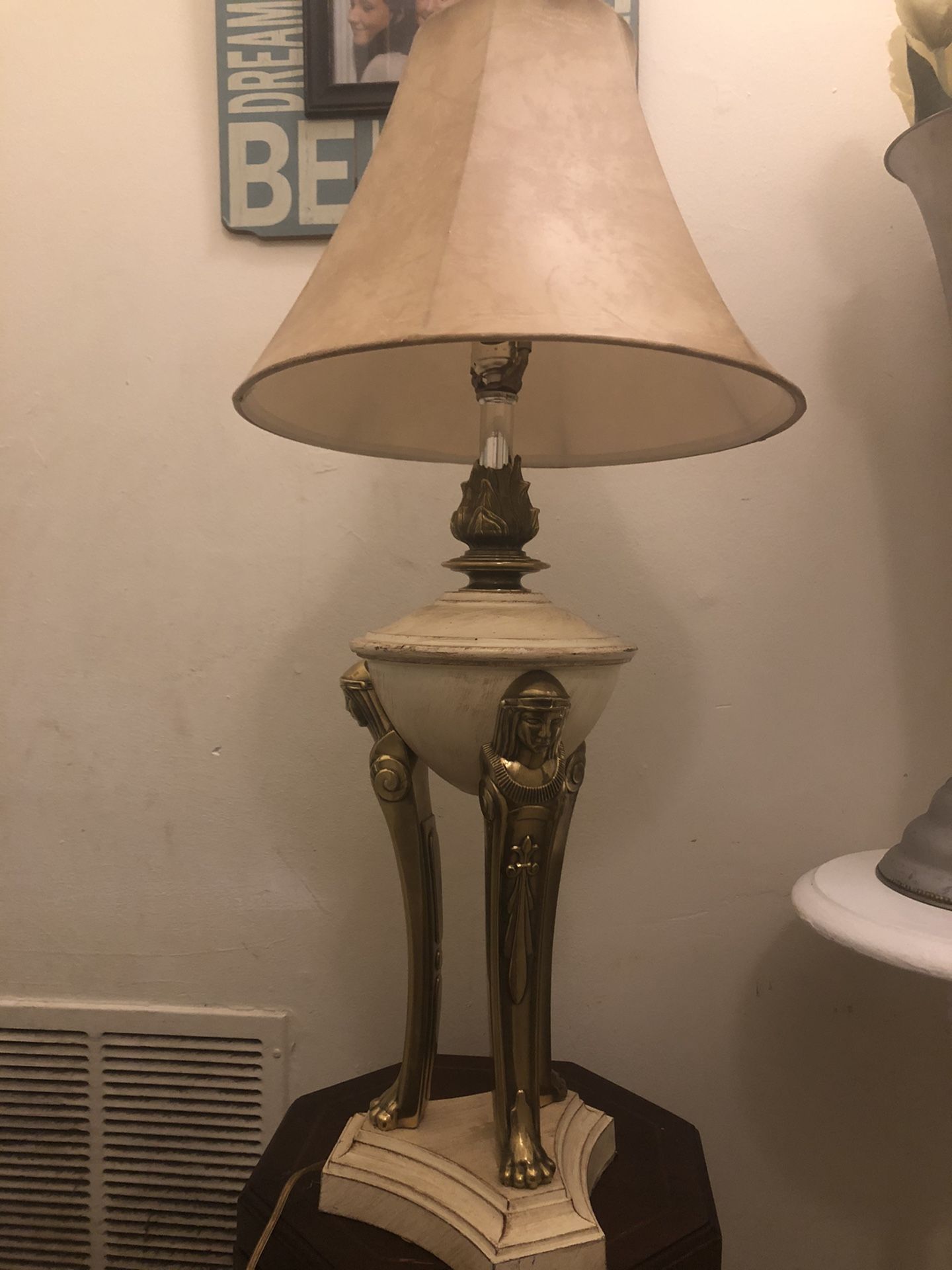 Egypt / Egyptian themed high end lamp base with brownish / beige shade