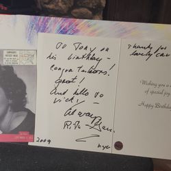 This image  featuring actress Rita Gam  handwritten note . Actress from movies "KING OF KINGS " KLUTE " note addressed to "Tony" congratulations! grea