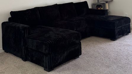 Brand new Black Corduroy U-Shape Sectional Sofa