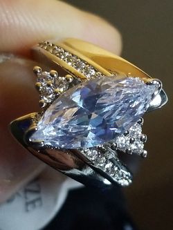 Women's 18k white gold Finished over silver engagement promises ring Diamond simulated