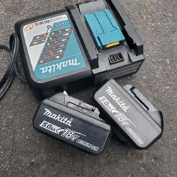 Makita 5.0 Batteries And Charger 