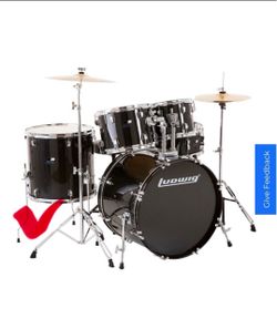 Ludwig BackBeat 5-Piece Drum Set With Hardware and Cymbals - Black Sparkle