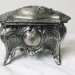 Vintage Pewter Jewelry Box