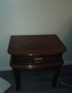 Dark Wood End Table with Drawer