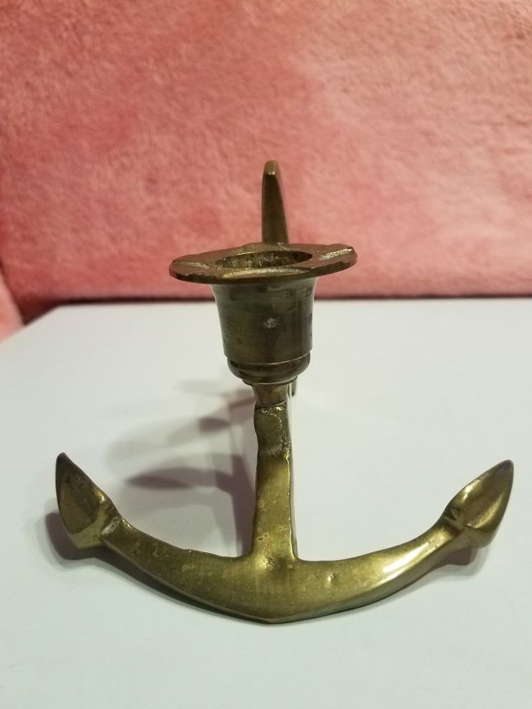 Brass anchor candle holder