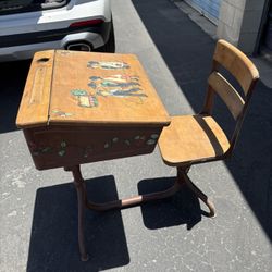 Antique Painted School Desk