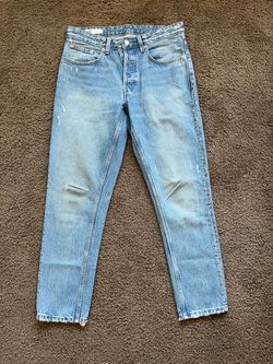 Zara Light Wash Distressed Slim Jeans