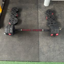 Adjustable Barbell (75 Lbs of Weight Included) 