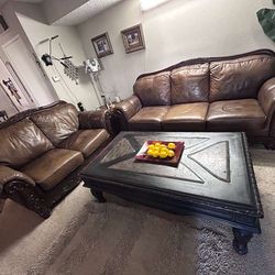 Ashley leather couch set