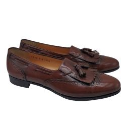 SALVATORE FERRAGAMO Mens 10.5 A 'Lucas' Burgundy Lthr Kiltie Loafers Italy $650