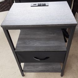 End Table Or Nightstand With Electric Cord And USB Station 