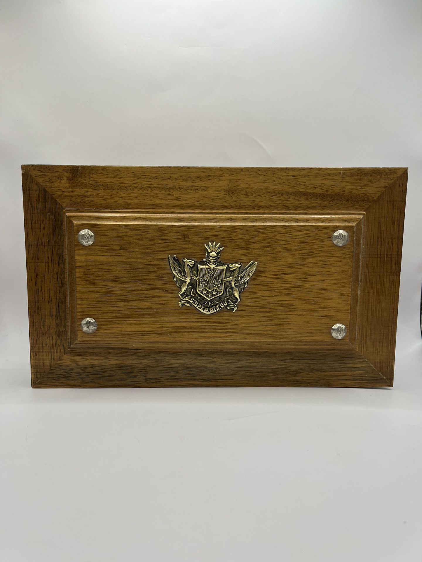 S Sper Bijou Wooden Jewelry Box Velvet Lining Brass Fixtures 10 x 6 Vintage
