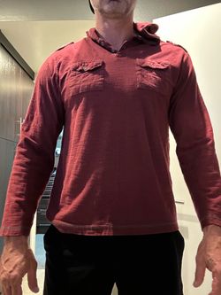 Men's Casual Lightweight Hoodie & Henley 3-Piece Lot - Size Large - Gray, Tan, Rust