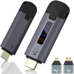 Wireless HDMI Transmitter and Receiver 4K, Plug & Play Portable Wireless HDMI Extender Metal Housing with LED Screen, HDMI Wireless Transmitter and Re