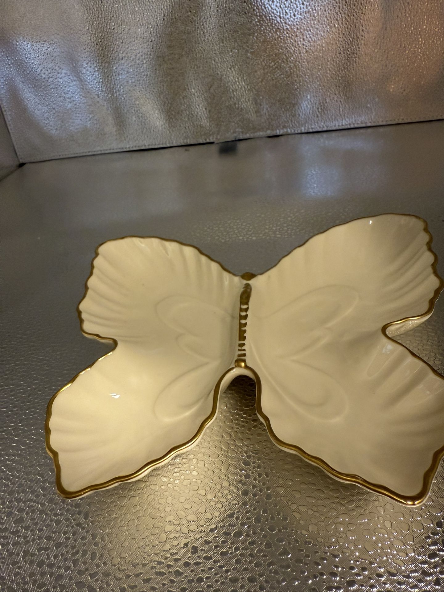 Lenox White And Gold Butterfly Trinket Dish