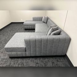 GRAYSON GRAY LINEN DOUBLE CHAISE SECTIONAL