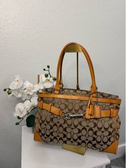 Coach Hampton Signature Jacquard Satchel