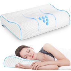 Memory Foam Pillows, Bed Pillow for Sleeping, Ergonomic Cervical Pillow Neck Support Pillow for Side Back Stomach Sleeper, Orthopedic Contour Pillow f