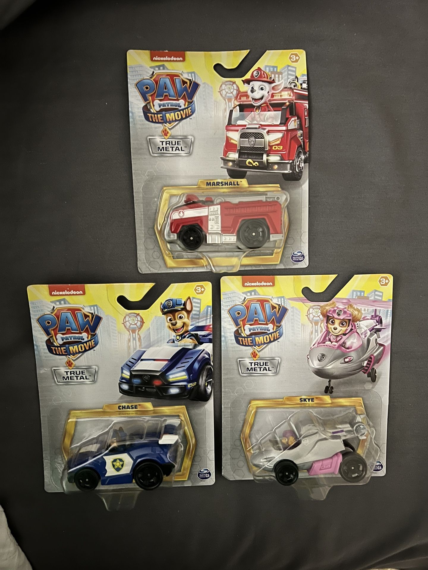 Paw Patrol the Movie True Metal Vehicle Set (Marshall, Chase, Skye)