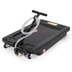 Oil Drain Pan 17 Gallon Low Profile Oil Drain Tank with Electric Pump for Car SUV Trucks, 64L Black Foldable Hand with Hose and Swivel Casters