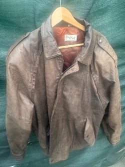 Philippe Monet Men’s  Size 46 Leather Jacket with Foldover  Collar