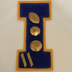 Vintage Varsity Letterman “I” Patch Sports Pins Football Baseball Basketball Bars 5pc
