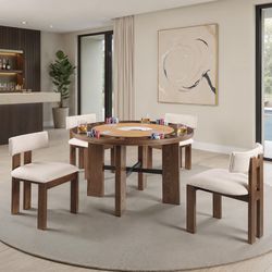 Brown Foldable Round Game Table Set Vegas Casino Poker Game Night Mesa de Juego Comedor Venta Furniture Sale Muebles