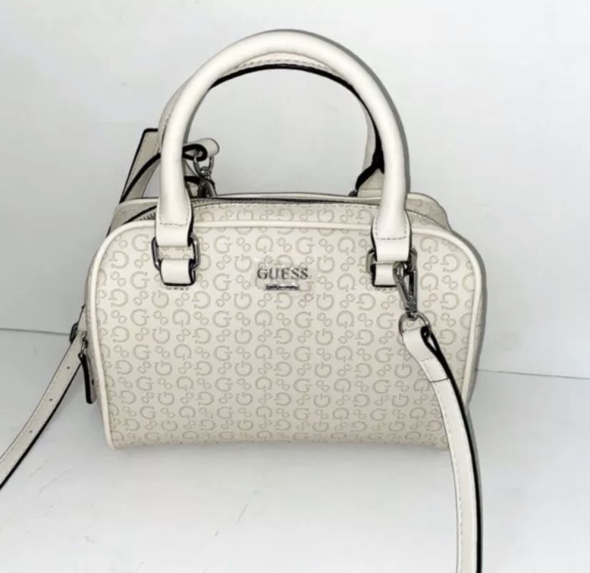 New NWOT Light Beige GUESS Purse Bag Satchel Crossbody Stone Tempe SLG