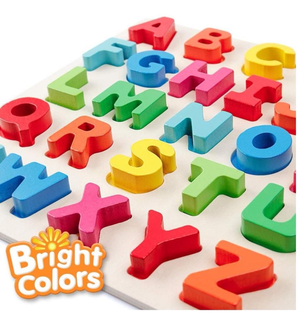 Coogam Wooden Alphabet Puzzle – Letters Peg Board Sorting ABC Blocks Matching Game Montessori Jigsaw Early Learning Educational Toy Gift for 1 2 3 Ye