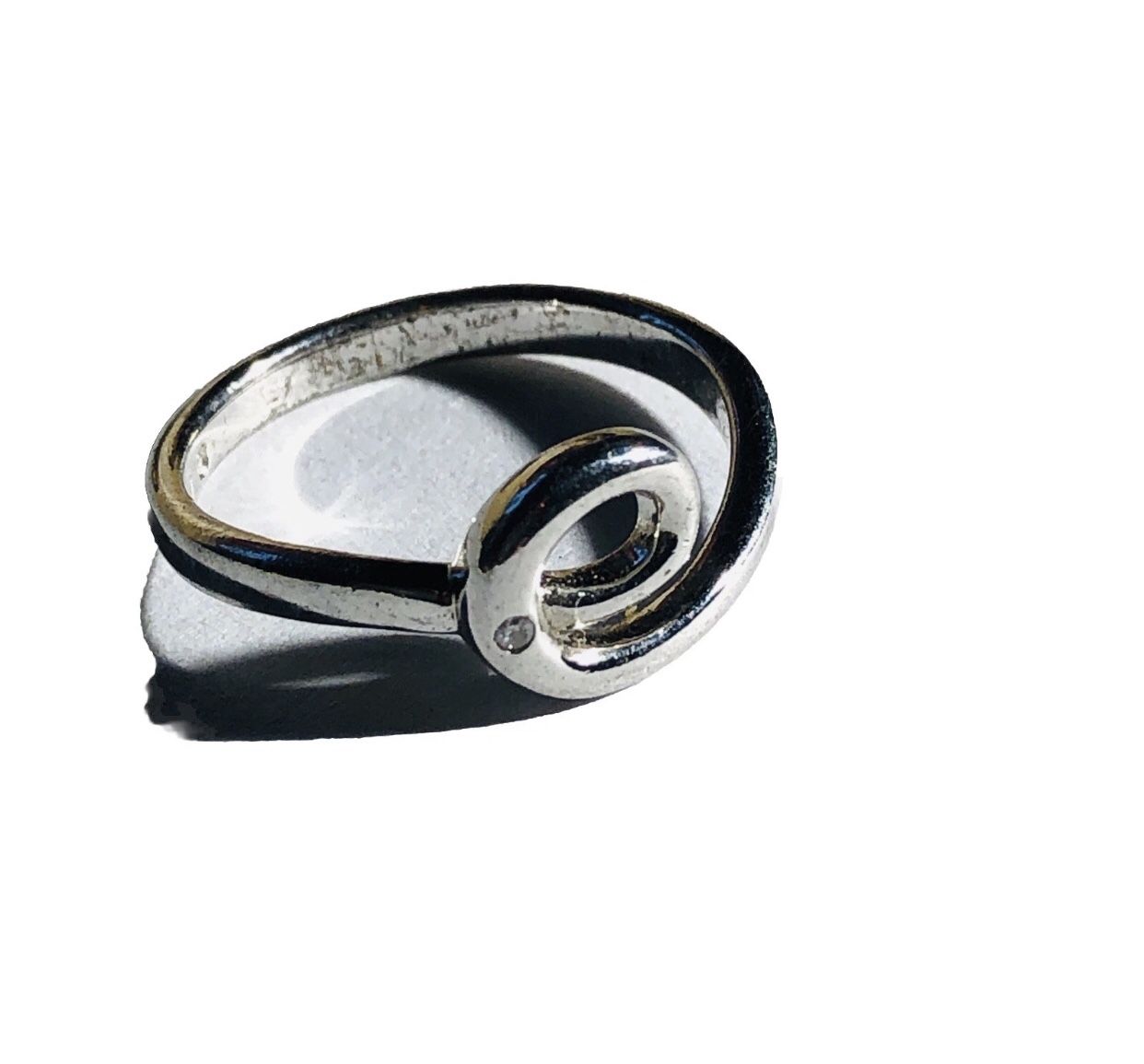 Natural Diamond Open Wave Swirl Ring Size 9 Solid Silver