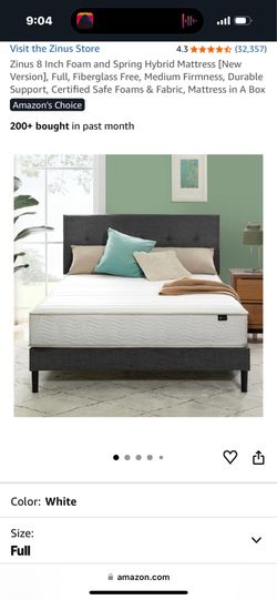 Zinus 8 Inch Foam and Spring Hybrid Mattress- Full Size