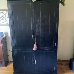 Pottery Barn Black Wooden Armoire 