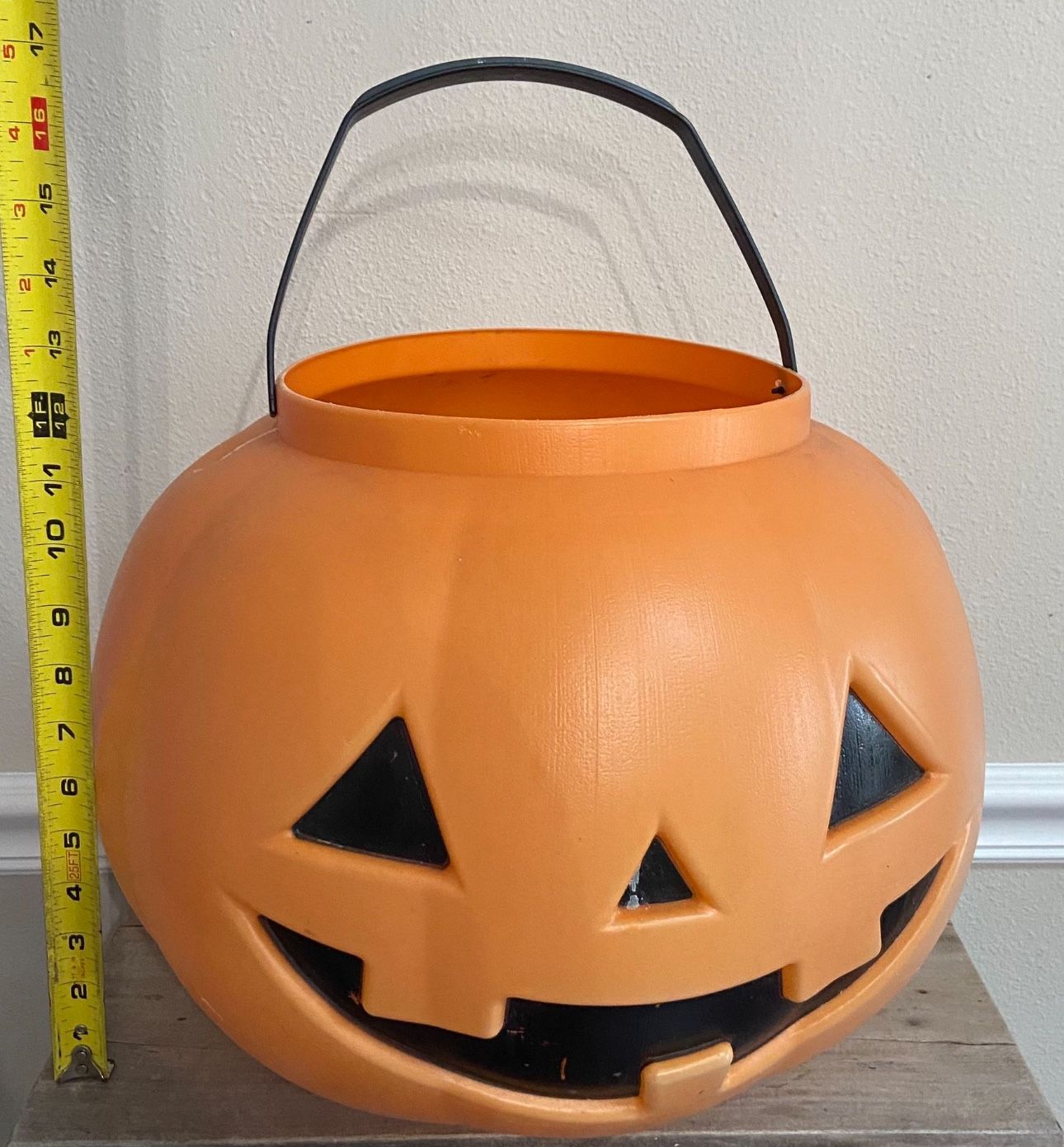 Large Vintage Pumpkin Blow Mold Pail w Handle Halloween just $15 xox