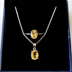 NEW! Genuine Yellow Citrine Gemstone Jewelry Set, Please See Full Details 🌼