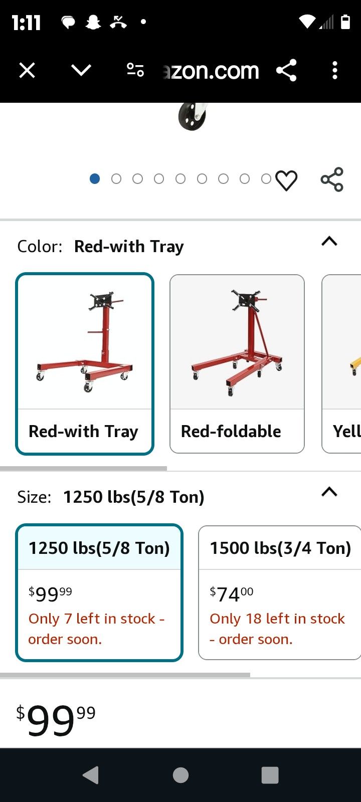 Pittsburgh Heavy Duty Half Ton Engine Stand